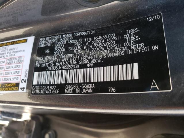 Photo 10 from auction – 2011 TOYOTA 4RUNNER SR with VIN JTEBU5JR7B5052038