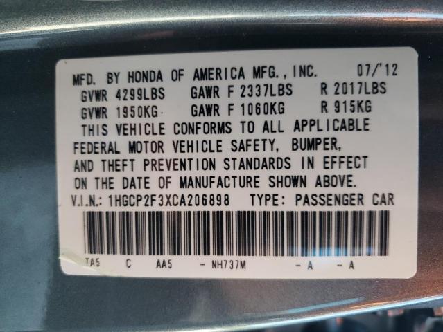 Photo 10 from auction – 2012 HONDA ACCORD LX with VIN 1HGCP2F3XCA206898