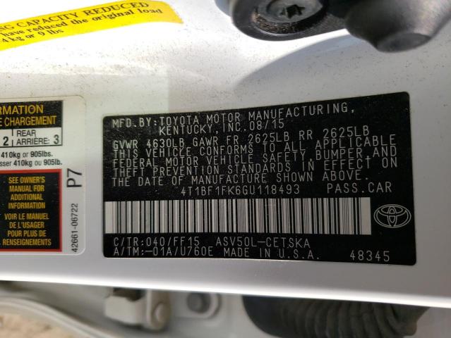 Photo 10 from auction – 2016 TOYOTA CAMRY LE with VIN 4T1BF1FK6GU118493