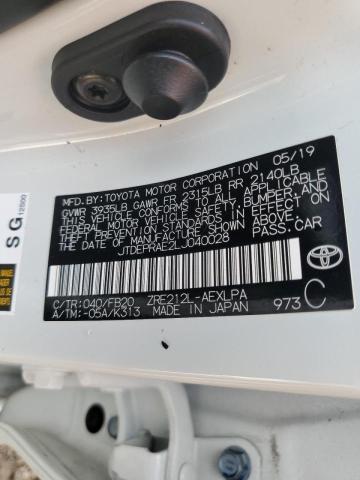 Photo 10 from auction – 2020 TOYOTA COROLLA LE with VIN JTDEPRAE2LJ040028