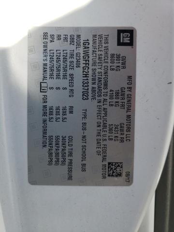 Photo 10 from auction – 2017 CHEVROLET EXPRESS G2 with VIN 1GAWGFFG2H1337023