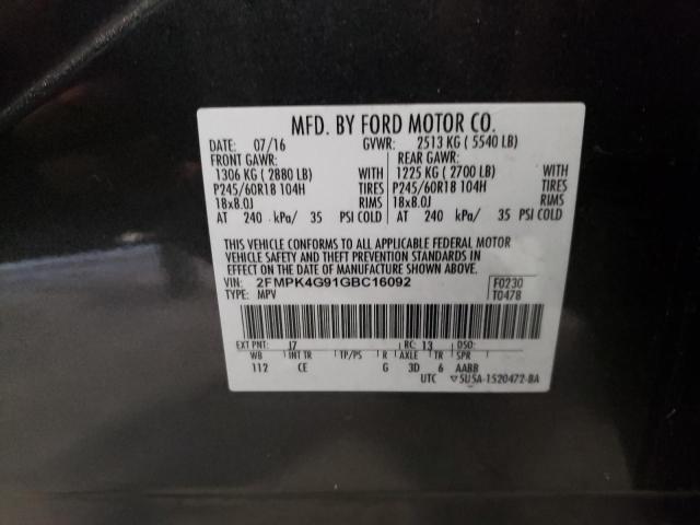 Photo 10 from auction – 2016 FORD EDGE SE with VIN 2FMPK4G91GBC16092