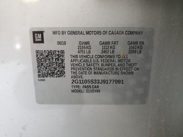 Photo 10 from auction – 2018 CHEVROLET IMPALA LT with VIN 2G1105S33J9177991
