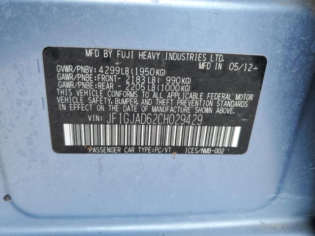Photo 10 from auction – 2012 SUBARU IMPREZA PR with VIN JF1GJAD62CH029429