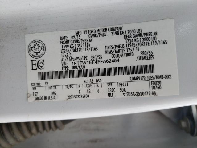 Photo 10 from auction – 2015 FORD F150 SUPER with VIN 1FTFW1EF4FFA62454