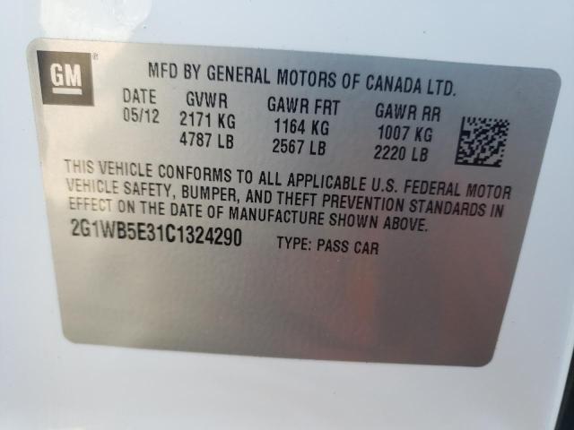 Photo 10 from auction – 2012 CHEVROLET IMPALA LT with VIN 2G1WB5E31C1324290