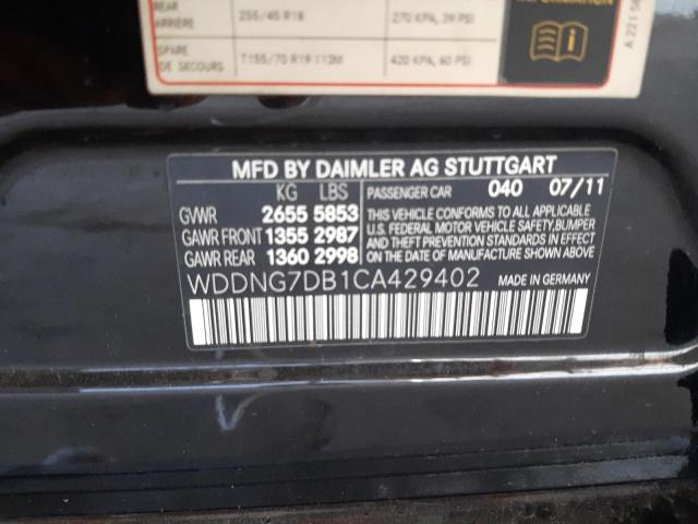 Photo 10 from auction – 2012 MERCEDES-BENZ S 550 with VIN WDDNG7DB1CA429402