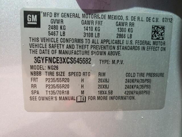 Photo 10 from auction – 2012 CADILLAC SRX PREMIU with VIN 3GYFNCE3XCS645682