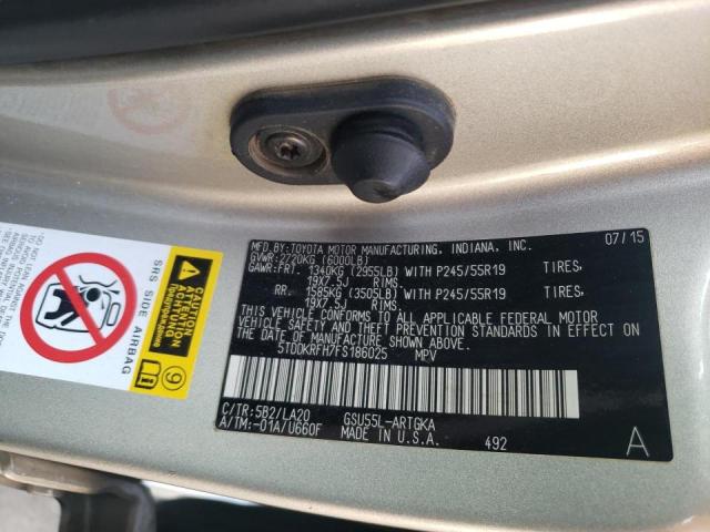Photo 10 from auction – 2015 TOYOTA HIGHLANDER with VIN 5TDDKRFH7FS186025