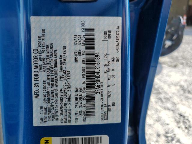 Photo 10 from auction – 2020 FORD FUSION SE with VIN 3FA6P0HD4LR161894