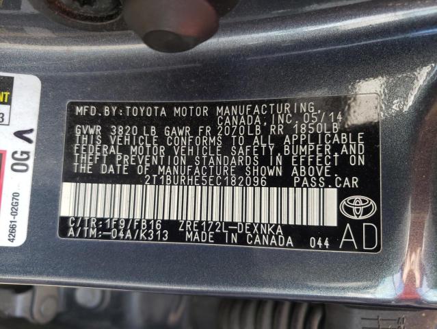 Photo 10 from auction – 2014 TOYOTA COROLLA L with VIN 2T1BURHE5EC182096