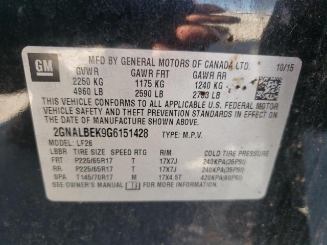 Photo 10 from auction – 2016 CHEVROLET EQUINOX LS with VIN 2GNALBEK9G6151428