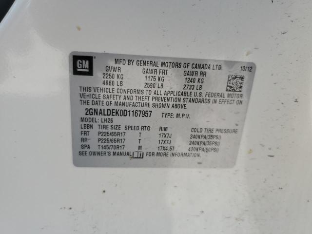 Photo 10 from auction – 2013 CHEVROLET EQUINOX LT with VIN 2GNALDEK0D1167957