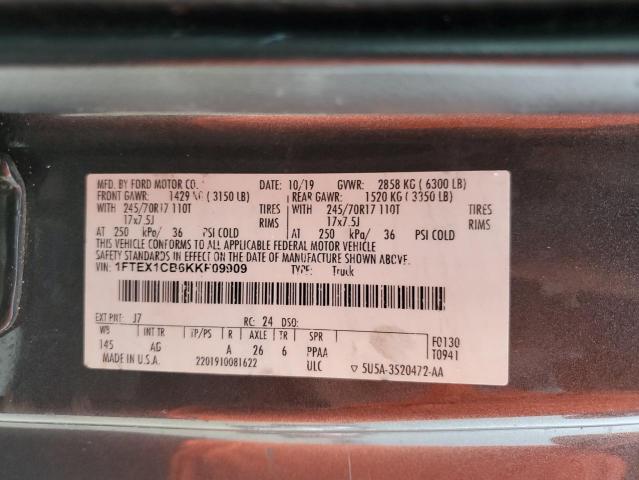 Photo 10 from auction – 2019 FORD F150 SUPER with VIN 1FTEX1CB6KKF09909