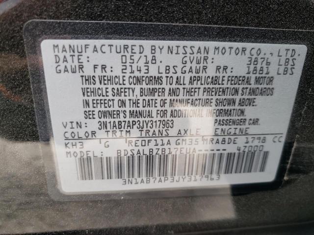 Photo 10 from auction – 2018 NISSAN SENTRA S with VIN 3N1AB7AP3JY317963