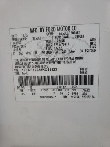 Photo 10 from auction – 2008 FORD F150 with VIN 1FTRF12238KC11123