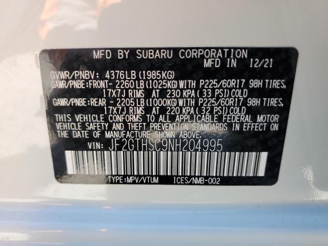 Photo 10 from auction – 2022 SUBARU CROSSTREK with VIN JF2GTHSC9NH204995