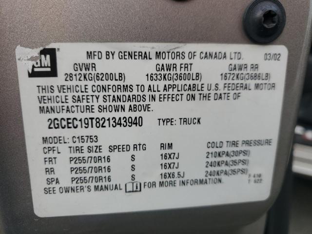 Photo 10 from auction – 2002 CHEVROLET SILVERADO with VIN 2GCEC19T821343940