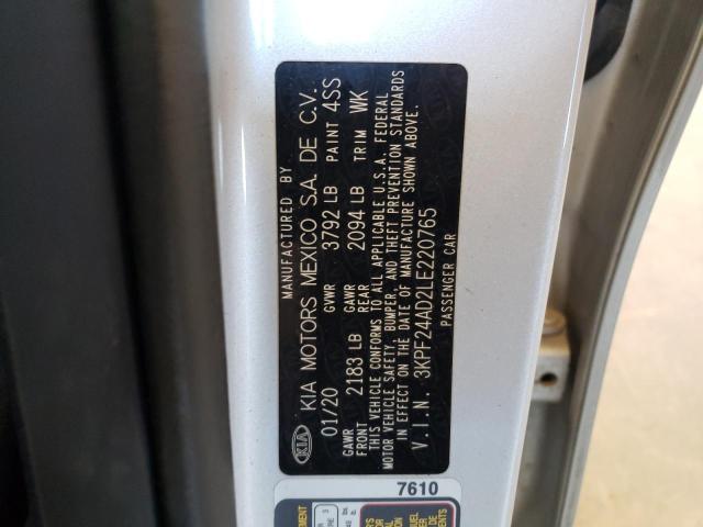 Photo 10 from auction – 2020 KIA FORTE FE with VIN 3KPF24AD2LE220765