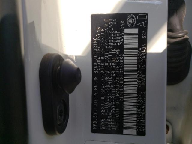 Photo 10 from auction – 2015 TOYOTA COROLLA L with VIN 2T1BURHE8FC425062