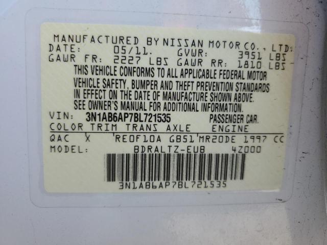 Photo 10 from auction – 2011 NISSAN SENTRA 2.0 with VIN 3N1AB6AP7BL721535