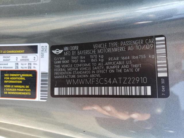 Photo 10 from auction – 2010 MINI COOPER with VIN WMWMF3C54ATZ22910