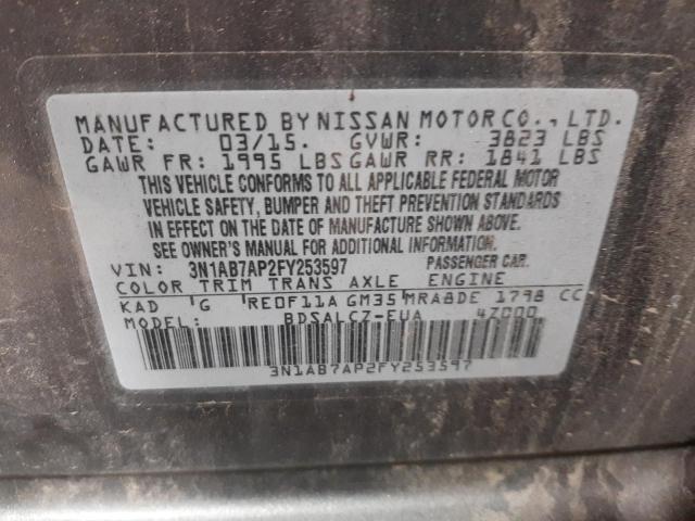 Photo 10 from auction – 2015 NISSAN SENTRA S with VIN 3N1AB7AP2FY253597