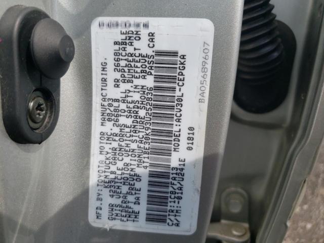 Photo 10 from auction – 2003 TOYOTA CAMRY LE with VIN 4T1BE30K93U252836