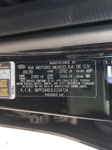 Photo 10 from auction – 2020 KIA FORTE FE with VIN 3KPF24AD3LE234724