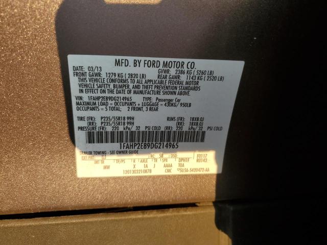 Photo 10 from auction – 2013 FORD TAURUS SEL with VIN 1FAHP2E89DG214965