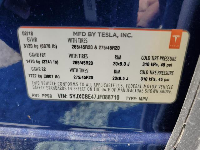 Photo 10 from auction – 2018 TESLA MODEL X with VIN 5YJXCBE47JF088710