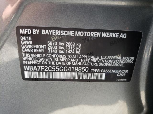 Photo 10 from auction – 2016 BMW 750 XI with VIN WBA7F2C55GG419850