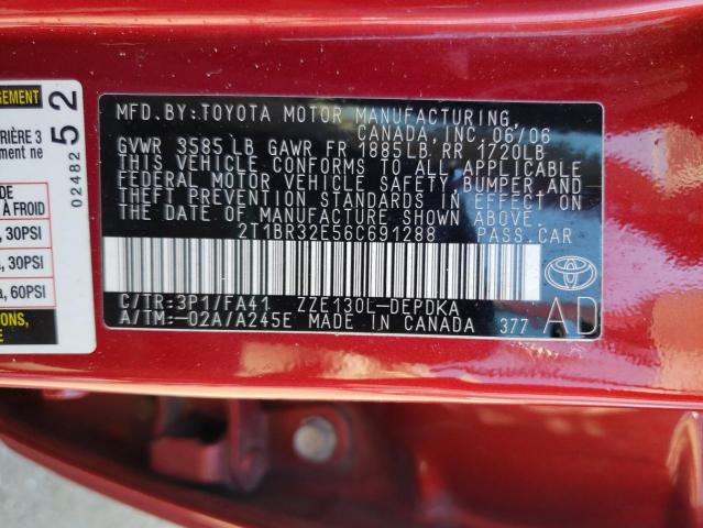 Photo 10 from auction – 2006 TOYOTA COROLLA CE with VIN 2T1BR32E56C691288