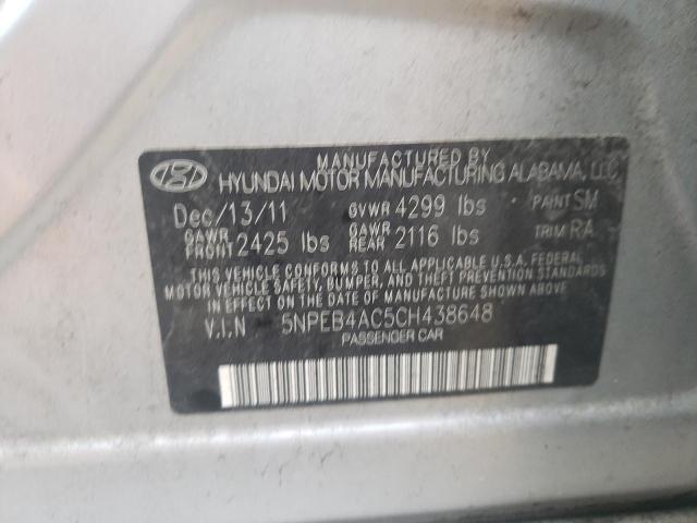 Photo 10 from auction – 2012 HYUNDAI SONATA GLS with VIN 5NPEB4AC5CH438648