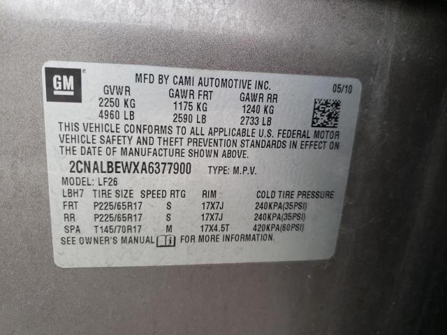 Photo 10 from auction – 2010 CHEVROLET EQUINOX LS with VIN 2CNALBEWXA6377900