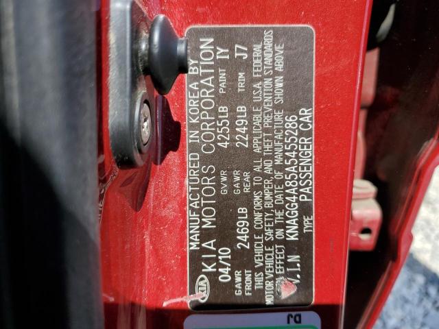 Photo 10 from auction – 2010 KIA OPTIMA LX with VIN KNAGG4A85A5455286