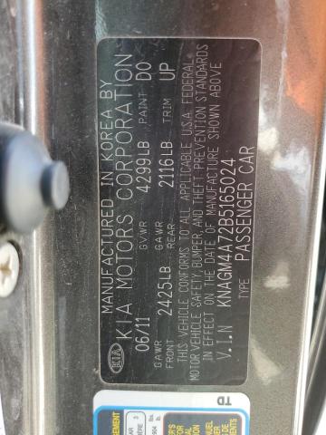 Photo 10 from auction – 2011 KIA OPTIMA LX with VIN KNAGM4A72B5165024