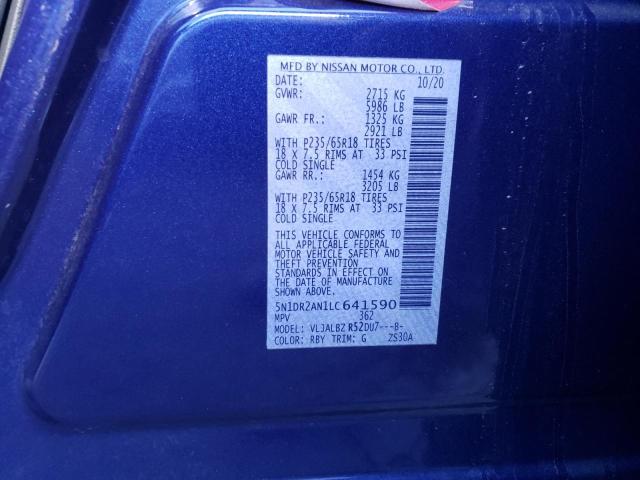 Photo 10 from auction – 2020 NISSAN PATHFINDER with VIN 5N1DR2AN1LC641590