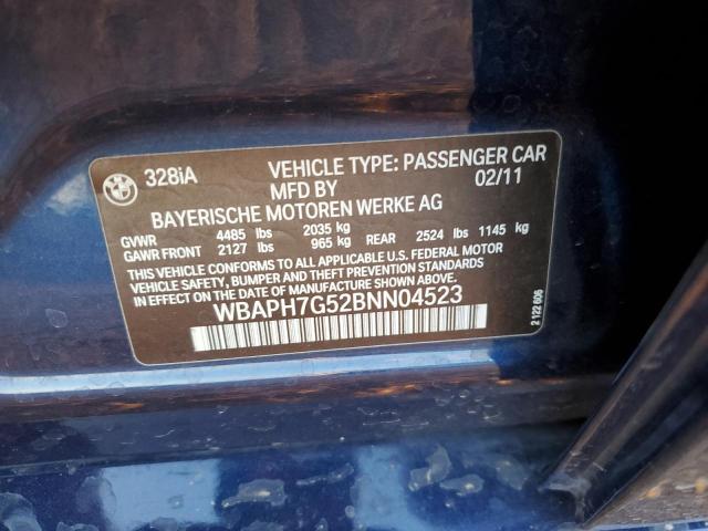 Photo 10 from auction – 2011 BMW 328 I with VIN WBAPH7G52BNN04523
