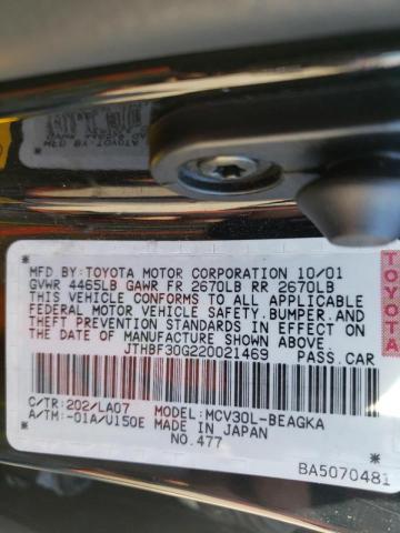 Photo 10 from auction – 2002 LEXUS ES 300 with VIN JTHBF30G220021469