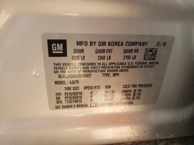 Photo 10 from auction – 2016 BUICK ENCORE with VIN KL4CJASB4GB592431