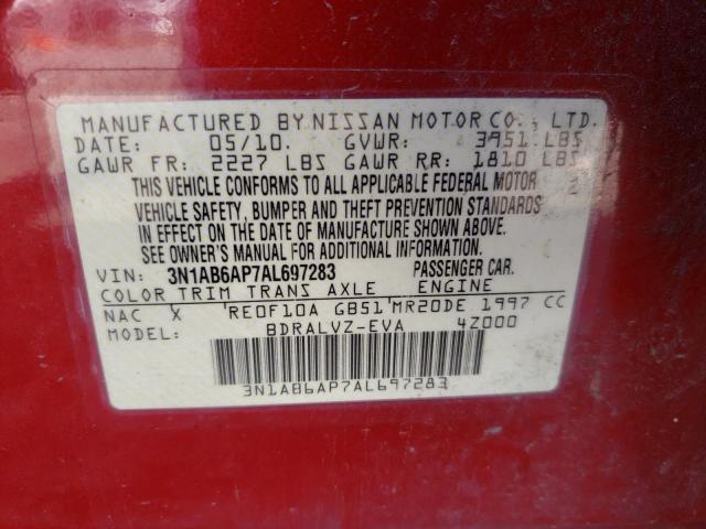 Photo 10 from auction – 2010 NISSAN SENTRA 2.0 with VIN 3N1AB6AP7AL697283
