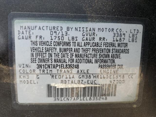 Photo 10 from auction – 2014 NISSAN VERSA S with VIN 3N1CN7AP1EL835248