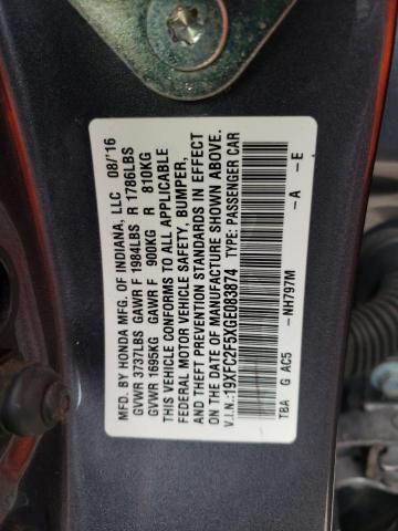 Photo 10 from auction – 2016 HONDA CIVIC LX with VIN 19XFC2F5XGE083874
