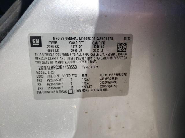 Photo 10 from auction – 2011 CHEVROLET EQUINOX LS with VIN 2GNALBEC2B1158560