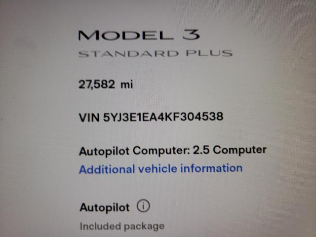 Photo 8 from auction – 2019 TESLA MODEL 3 with VIN 5YJ3E1EA4KF304538