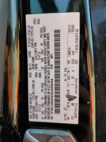 Photo 10 from auction – 2016 FORD ESCAPE SE with VIN 1FMCU9GX2GUA58084