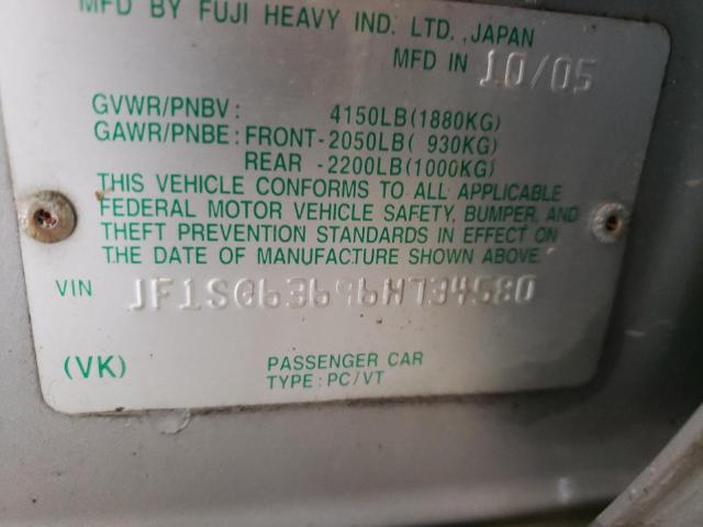 Photo 10 from auction – 2006 SUBARU FORESTER 2 with VIN JF1SG63696H734580