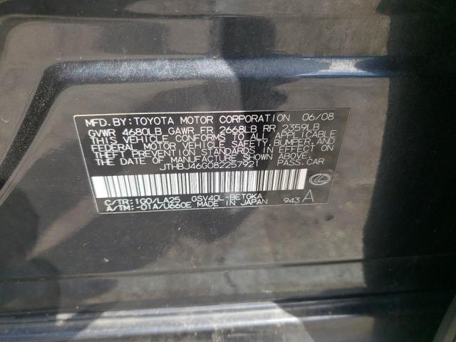 Photo 10 from auction – 2008 LEXUS ES 350 with VIN JTHBJ46G082257921
