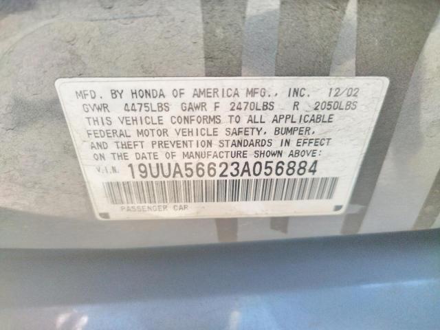Photo 10 from auction – 2003 ACURA 3.2TL with VIN 19UUA56623A056884